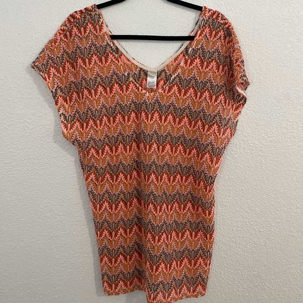 L*Space- Neon orange and brown knit swimsuit cover up- Size Medium